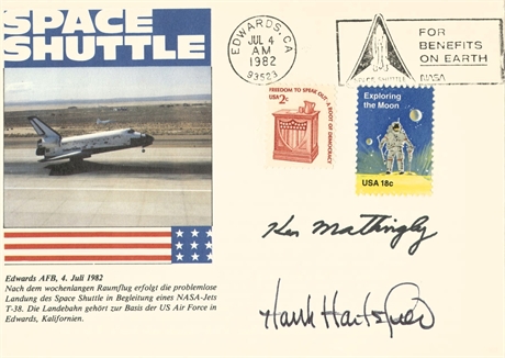 Space Shuttle STS-4 Cover Signed by Ken Mattingly & Henry Hartsfield, Edwards