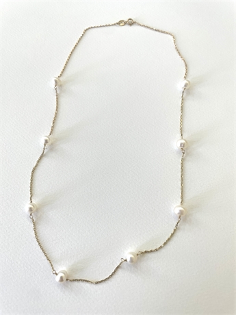 14K Yellow Gold Necklace with Pearls