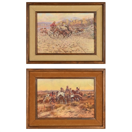 Charles M. Russell “When Horses Turn Back” & “Heading the Right Way” Lithographs
