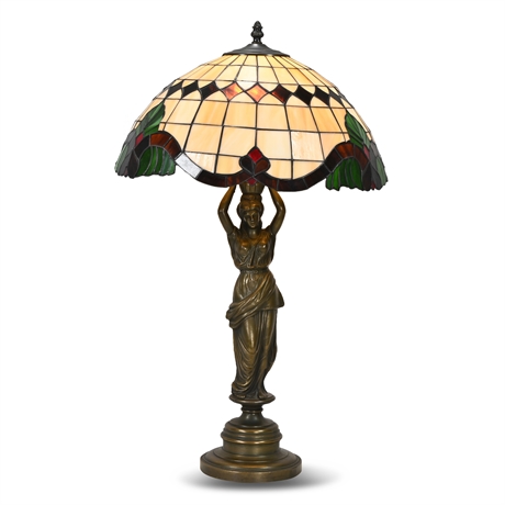 Brass Maiden Statue Lamp