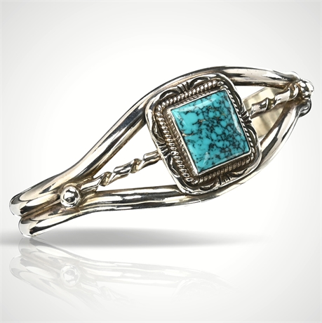 Sterling Silver & Spider Web Turquoise Navajo Cuff Bracelet