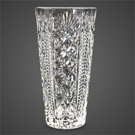 Waterford Crystal 8" Clare Cut Vase – Signed, Pineapple & Diamond Pattern