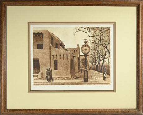 "On Santa Fe Time" Etching by D.B. Harvey