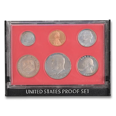 1982-S United States Proof Set, Five-Coin Set with Treasury Medal
