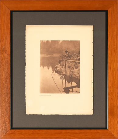 Edward S. Curtis Photogravure "Fishing from a Platform" (1923, Volume 13)