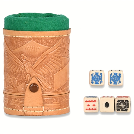 Vintage Leather Dice Shaker Cup with Dice