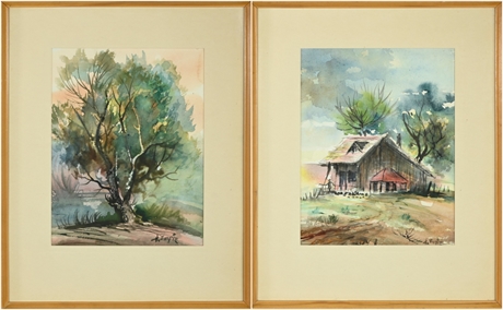 Pair Hal Empie (1909-2002) Original Watercolors