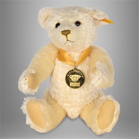 Steiff Millennium Mohair Teddy Bear 2000 – Danbury Mint Exclusive, Tags, Poseabl