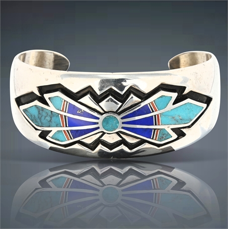 Sterling Silver Inlaid Cuff