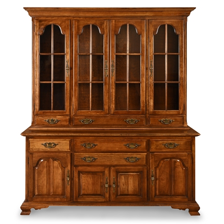 Kling Colonial Solid Cherry Hutch Cabinet — 2-Piece, Glass Doors, Model 31-6136
