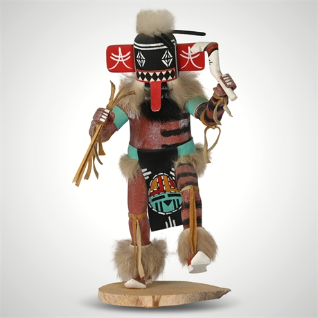 Left-Handed Kachina Doll – Signed B&D Largo – Hand-Carved & Painted