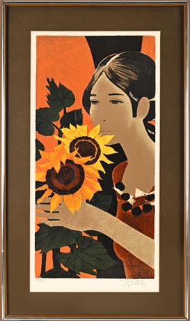 Yves Ganne "Jeune Fille" Lithograph — Signed, Numbered 213/260, Framed
