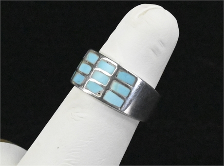 Contemporary Channel Set Turquoise & Sterling Silver Ring