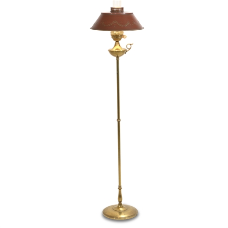 Tole Oil Lamp Style Brass Floor Lamp