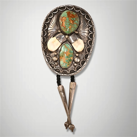 Navajo Turquoise & Elk Tooth Bolo Tie by Jerry Johnson