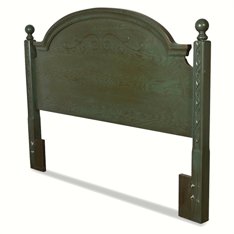 Vintage Solid Wood Headboard – Hand Carved, Fits Full or Queen