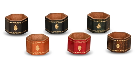 Italian Gilt Leather Napkin Rings