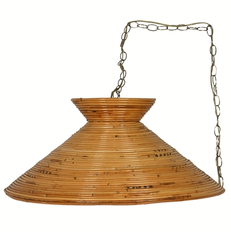 Italian Mid-Century Spiral Rattan Pendant Light with Dimmer Switch