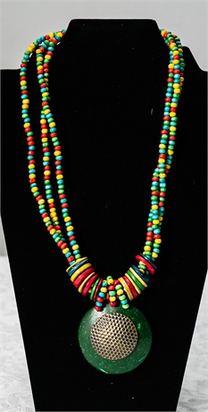 Beaded Necklace with Pendant