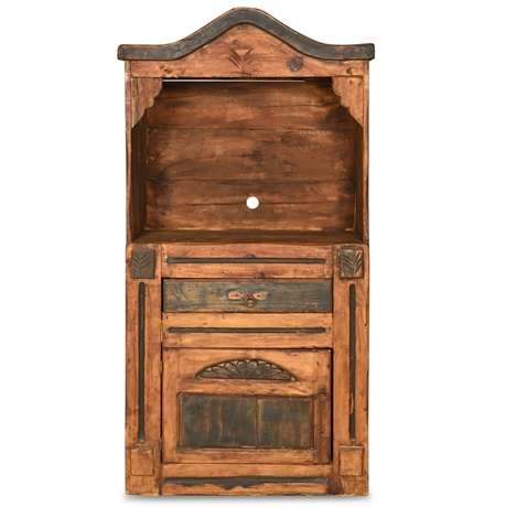 Rustic Wooden Barmoire | Nicho Altar Cabinet | Handcrafted Solid Wood Hutch