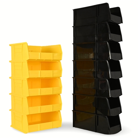 Akro-Mils Akro-Bins - 12 Stackable Storage Containers, Yellow and Black