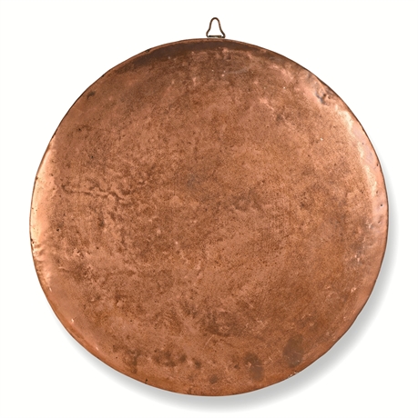 Antique Hand-Hammered Copper Charger, A.M. Maker's Mark, Wall-Mountable