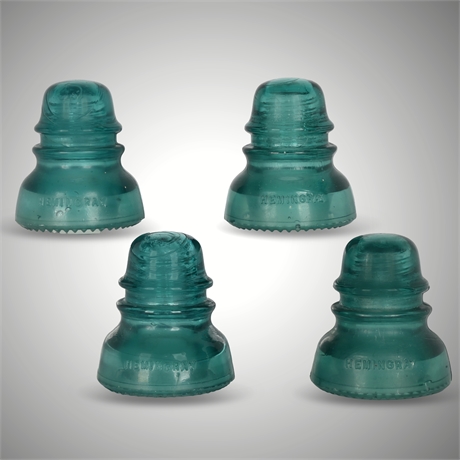 Lot of Four Antique Hemingray No. 40 Glass Insulators