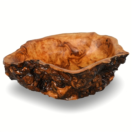 Handcrafted Burl Wood Bowl Signed 'Burlbilly Hill Yukon 2005'