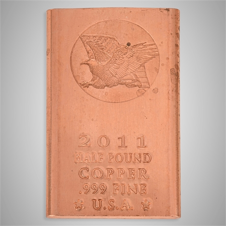 2011 United States Half Pound Copper Bullion Bar – .999 Fine Copper