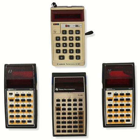 Classic Calculator Trio: Canon®, National Semiconductor, Texas Instruments®