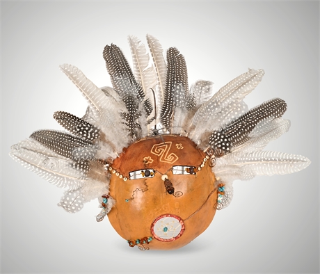 Tamara Winkler “Feathered Dream” Gourd Mask Sculpture, 2004