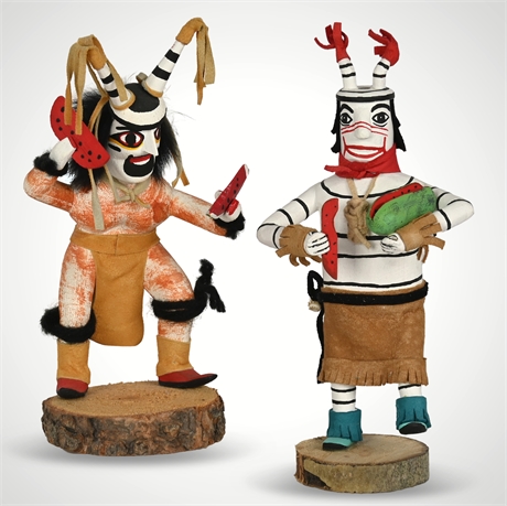 Pair of Koshare "Clown Buddy" Kachina Dolls