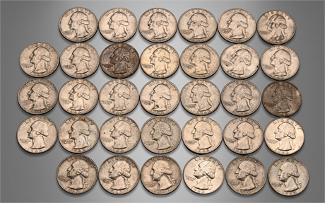 (33) 1963 Washington Silver Quarters