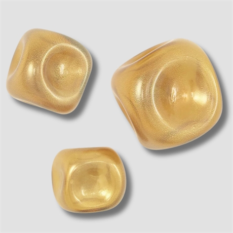 Global Views Wall Rock Decor – Amber Handcrafted Glass Wall Art Set – 3 Pieces