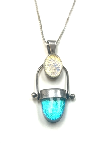 Sterling Silver Dichroic Pendant And Necklace