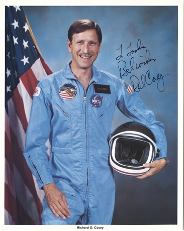 Richard O. "Dick" Covey Signed NASA Portrait — Hubble's Rescue Pilot, STS-26