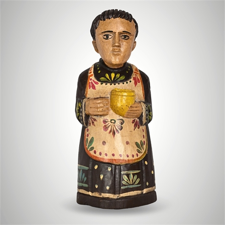 Mexican Folk Art Hand-Carved & Painted San Francisco de Asís Figure