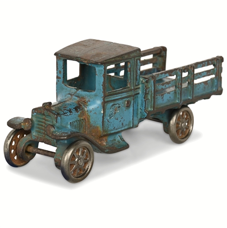Arcade No. 203 Cast Iron Stake Truck, Blue, Freeport IL