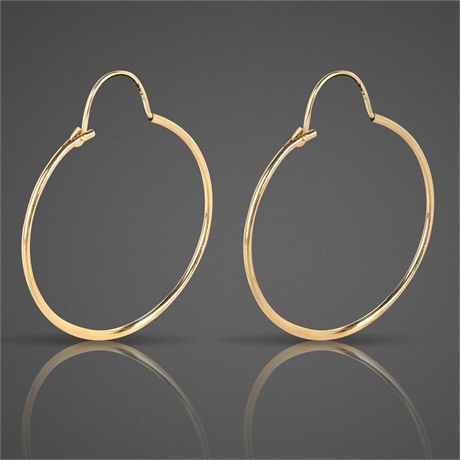 14K Yellow Gold Hoop Earrings – Delicate & Lightweight