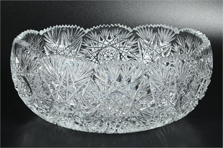 - American Brilliant Cut Glass Oval Bowl