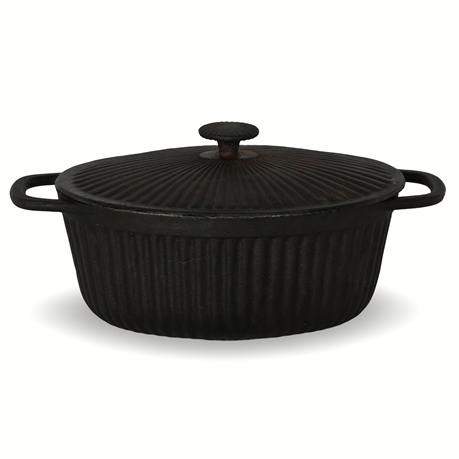 Paula Deen 5 Quart Cast Iron Dutch Oven — Ribbed Design with Lid