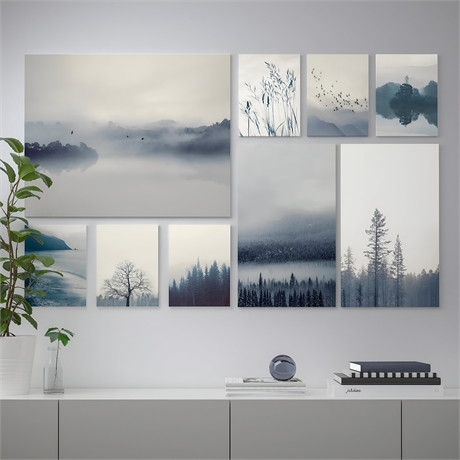 Grönby Picture Set of 9, Blue Landscape, 179x112 cm