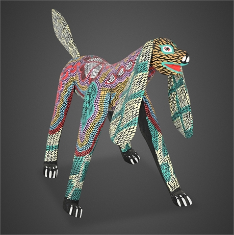 Pepe Santiago Oaxacan Dog Alebrije — Hand-Carved & Hand-Painted Wood Sculpture