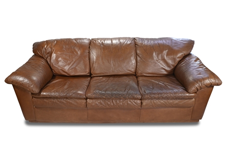 Well Loved Leather Sofa