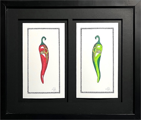 Red or Green? Framed Watercolor