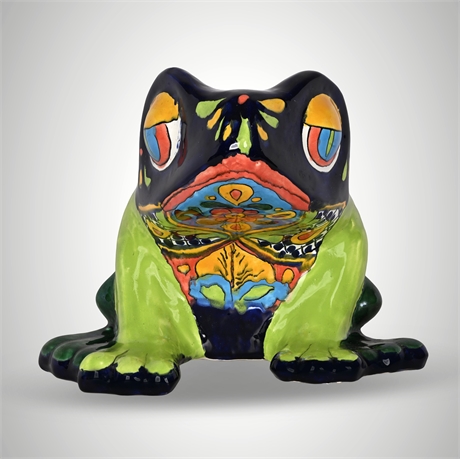 Vibrant Mexican Talavera Frog Planter – Hand-Painted Folk Art Pottery