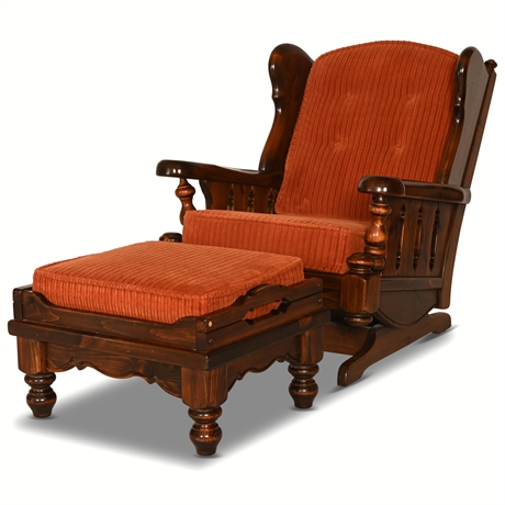 Ethan Allen Traditional Classics Wooden Rocking Chair with Ottoman