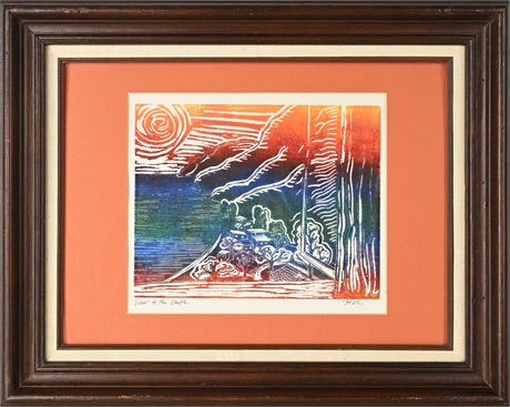 “View to the South” Hand-Printed Block Print, 1994