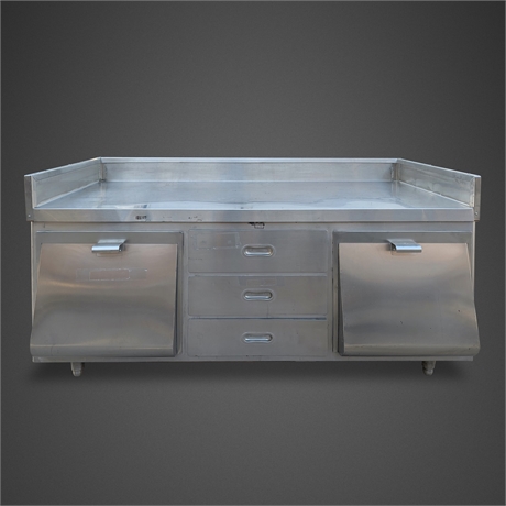 Heavy Industrial Stainless Steel Work Table w/ Drawers, Tilt Bins & Casters