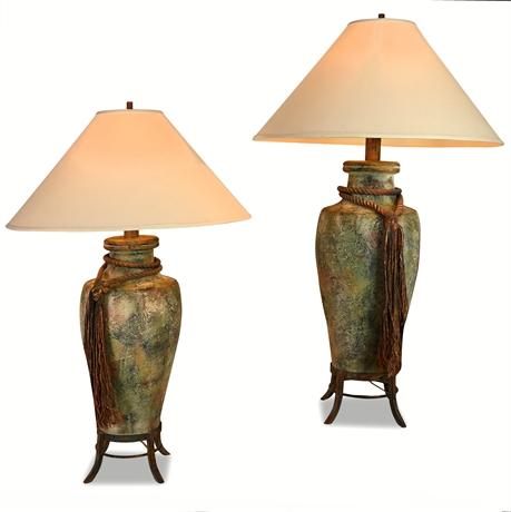 Pair 39" Jardiniere Style Table Lamps